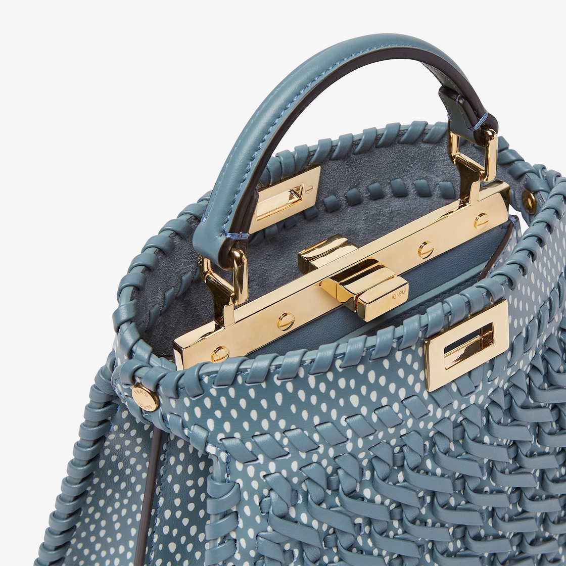 FENDI Peekaboo ISeeU Petite Mercury blue interlaced leather bag - Image 3